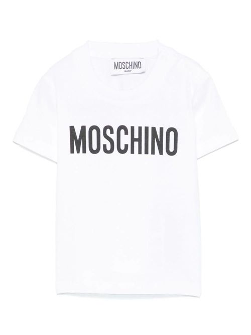 T-shirt Moschino Kids bianco con logo nero MOSCHINO KIDS | MUM04FLAA02/10101